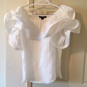 Forever 21 White Ruffle Sleeve Blouse (NWT) Size S
